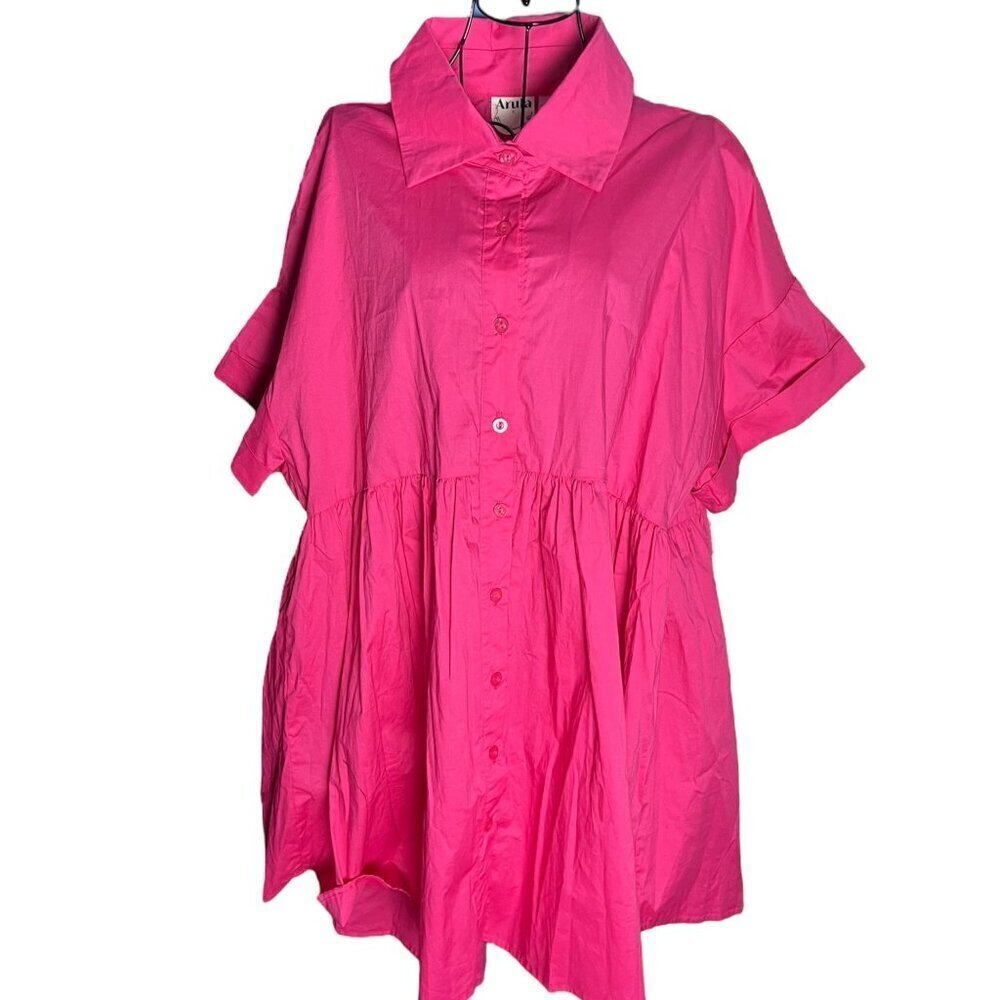 ARULA Hot Pink Short Sleeve Mini Dress
